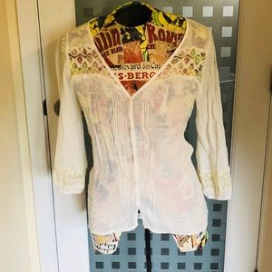 Maurice’s Ivory Lace/Gauze Top